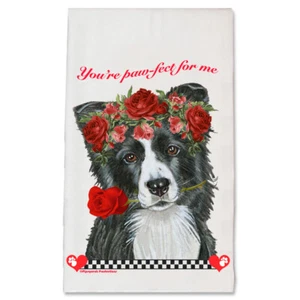 Border Collie Valentine's Day Kitchen Dish Towel Pet Gift - Picture 1 of 1