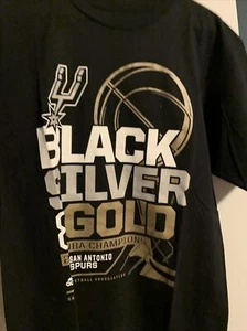 Adidas San Antonio Spurs 2014 Championship Black T Shirt Adult Large RETRO - Picture 1 of 4