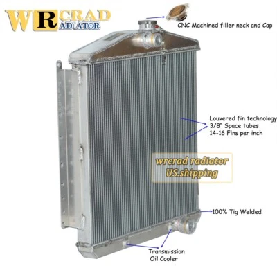 Fit 1954-1956 1955 Oldsmobile 88 98 Deluxe/Super/Starfire V8 Aluminum Radiator - Image 1 of 4