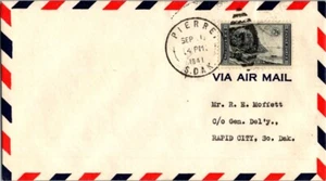 Western Airlines First Flight Pierre South Dakota - Rapid City SD - RARE - 1941 - Picture 1 of 2