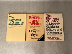 Lot Of 3 Elements Of Style,Elements Of Editing,Elements Of Grammar STRUNK WHITE - Picture 1 of 9