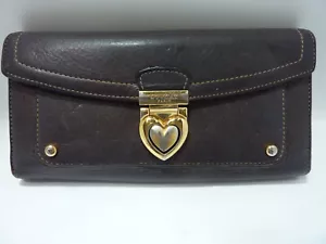 VINTAGE Lovcat PARIS BROWN Leather Wallet Trifold Zip Credit Card - Picture 1 of 10