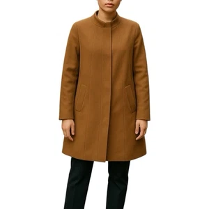 Talbots Wool Cashmere Blend Hidden Button Car Coat Dark Camel Women Size 14P - Picture 1 of 10