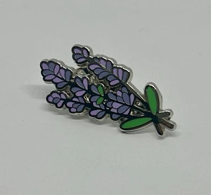 Prendedor de esmalte de flor de lavanda - Prendedor de solapa floral púrpura planta lila con bolsa de regalo - Imagen 1 de 6