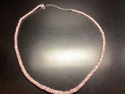 Exquisite  Natural Pink Morganite 3-5mm Beads Chain Necklace Handmade 18" Strand - Image 1 of 4