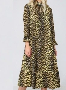 GANNI Bijou Leopard Print Dress - Size 40 - AU 10 12 - Picture 1 of 11
