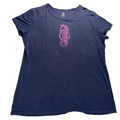 Tasc Performance Bamboo 女式 XL 海马 T 恤海军蓝粉色海滩度假上衣 — 第 1/4 张图片