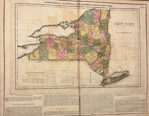 Carey and Lea / Geographical Statistical and Historical Map of New York 1823 - Imagen 1 de 2