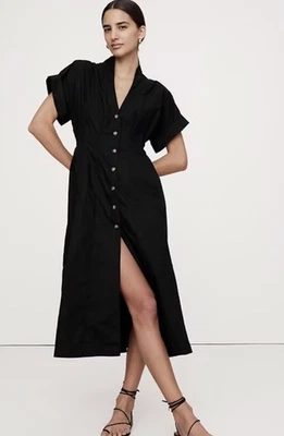 Banana Republic Black Cotton Poplin Shirt Dress Sz 16 Tall #743561 - Image 1 of 4