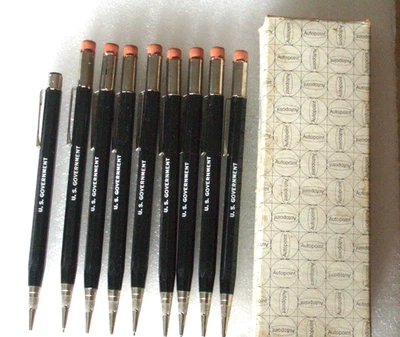 Lote de 9 lápis mecânico vintage ponto automático do governo dos EUA com caixa NOS década de 1940? - Imagem 1 de 4