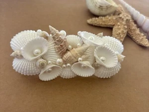 Natürliche Muscheln Haarspange Handarbeit Perlen Strand Hochzeit Haarschmuck - Bild 1 von 11