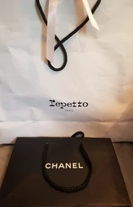 Channel & Repetto Paris Luxury Black & White Shopping Bags Empty Large & Medium - Picture 1 of 6