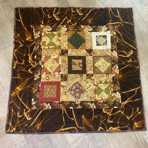 Vintage Looking Homemade Lap Quilt Woodsy Colors, 35.5" x 35.5" Square  - Picture 1 of 6