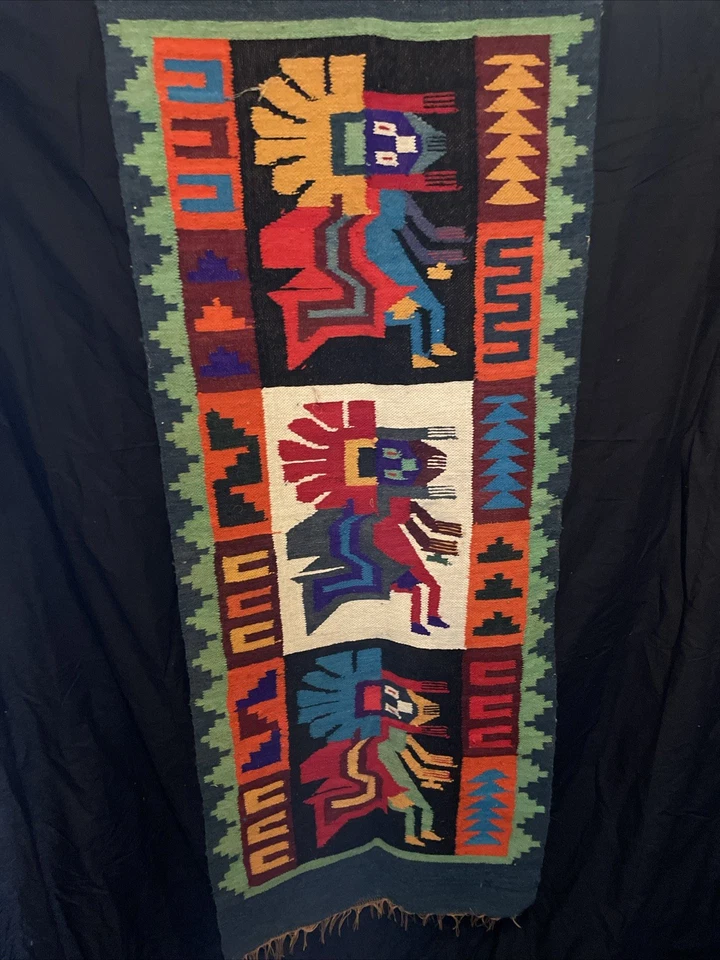 Peruvian Embroidery Dancing. Character. Wool Wall Hanging/Tapestry  Art Handmade - Image 1 of 4