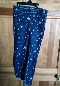 Wonder Nation Girls Jeggings Sz 10/12 Blue Stars-Pull-On New No Tags Faux Pocket - Picture 1 of 10