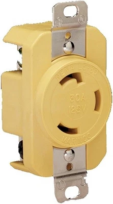 Receptáculo Marinco 305CRR 30A - Amarelo - 125V marinho, equipamento de barco - Imagem 1 de 2