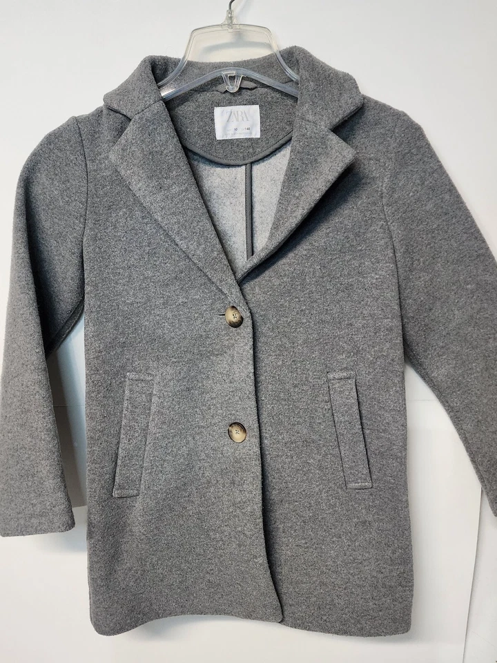 ZARA gray wool blend peacoat w/ butons size 10 formal coat - Image 1 of 4
