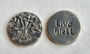 Basic Spirit Canada Handcrafted Round Pewter Token TREE "Live Well" - Picture 1 of 3
