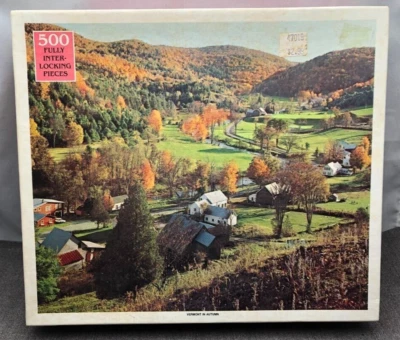 Quebra-cabeça Vintage Rainbow Works Vermont no Outono 500 PEÇAS #75921 - Selado - Imagem 1 de 3