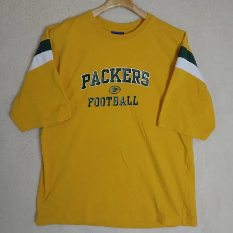 Vintage Green Bay Packers Shirt Mens Large Yellow Reebok NFL Football 90s Cover