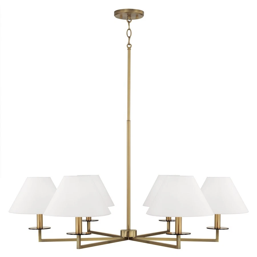 Lámpara de araña Capital Lighting Gilda 6, latón/tela blanca - 452261AD Foto 1 de 1
