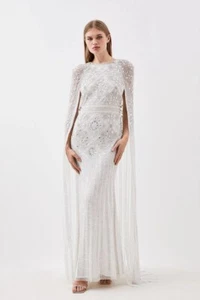 Karen Millen Premium Embellished Cape Maxi Dress UK 10 - Picture 1 of 6