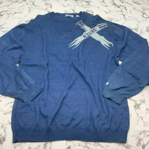Felpa girocollo uomo Azzure stile vintage blu | bianca nuova con etichetta - Foto 1 di 6