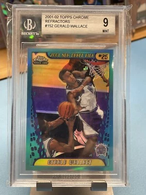 2001 TOPPS CHROME GERALD WALLACE REFRACTOR BGS 9 ROOKIE RC KINGS - Image 1 of 2