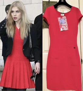 4K New Chanel 2010 Pink Barbie Red Knit Midi Sweater Dress 36 38 40 4 6 8 S M - Picture 1 of 24