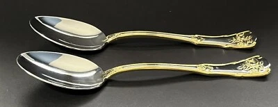 Lote de 2 cucharas soperas ovaladas Royal Albert Old Country Roses acero inoxidable dorado ac Foto 1 de 3