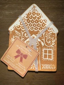 GODINGER Gingerbread HOUSES Appetizer Plates Set of 4 Christmas winter NEW - Picture 1 of 6