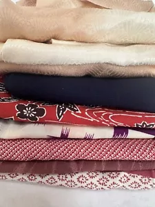 Vintage Japanese kiomono fabric Lot of 7 Bulk 2/3lb 7” x various Length v287 - Picture 1 of 8