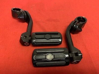 Rivco Black 5” Highway Footpeg Pegs Mount 1 1/4 Motor Crash Guard Bar Set Par - Imagem 1 de 4