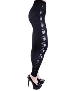Restyle Moon Phases Map of the Stars Leggings, Black - Picture 1 of 12