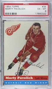 1954-55 Topps Marty Pavelich Earl Reibel #34 PSA 6