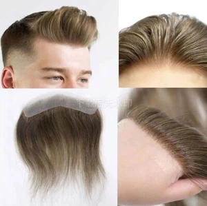 Glatter Mann Toupet Frontaler Haaransatz für Männer 100% Echthaar 4X18cm - Bild 1 von 21