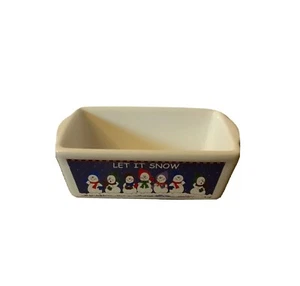 Christmas Snowman Small Individual Loaf Ceramic Baking Pan Pre-Owned - Picture 1 of 4