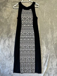 R & M Richard’s Black And White Tribal Maxi Dress Size 10 - Picture 1 of 5