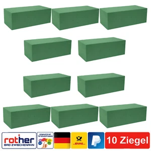 10x Mosy Nassschaum Ziegel Steckschaum Ziegl für Frischblumen 20x10x7,5cm grün - Bild 1 von 1