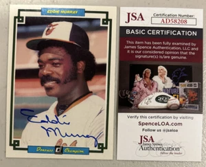 HOF Eddie Murray / Autograph 3X5 PHOTO / JSA COA - Picture 1 of 3