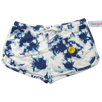 Cat & Jack Girls Size XL Plus 14/16 Pull-On Ribbed Shorts Blue Tie Dye - Image 1 of 4