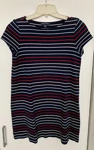 Brooks Brothers Girls XL navy blue striped sheath dress short sleeve knee length - Picture 1 of 3