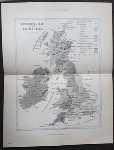 Antique Print Geological Map Of The British Isles Date C1870's UK Scotland I - Picture 1 of 6