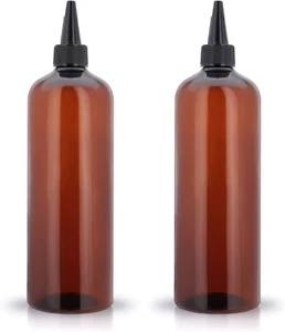 2 Pack 16oz Hair Dye Applicator Bottles - Refillable, Squeeze Oil Bottles, Brown - Picture 1 of 9