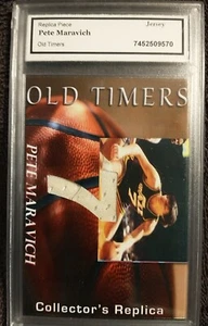 Tarjeta de coleccionista MasterPiece réplica Pete Maravich Old Timers Jersey - Imagen 1 de 2