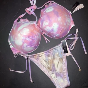 Victoria's Secret 34DDD,36DD BIKINI M Bottom PINK LILAC Orange White TIE DYE - Picture 1 of 4