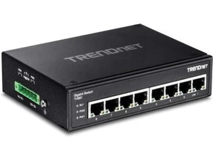 TRENDnet 8-Port Hardened Industrial Gigabit DIN-Rail Switch, 16 Gbps Switching - Picture 1 of 5