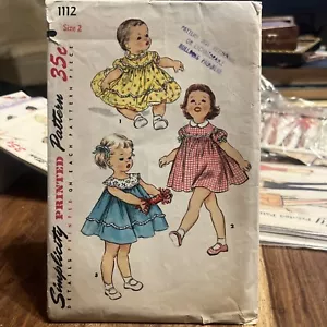 Rare UNCUT Simplicity 1112 Toddler Scalloped Yoke Dress Vintage Pattern Size 2 - Picture 1 of 2