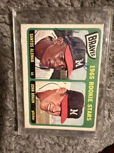 Tarjeta autografiada de Santos Alomar Topps 1965 #82 Baseball Braves Rookie Stars [A42E - Imagen 1 de 2