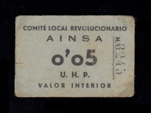 F.C. AINSA, (HUESCA), 5 CÉNTIMOS , MBC+ . - Imagen 1 de 2